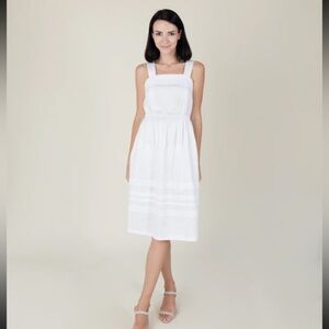 Cella & Flo Vivian Voile Lace Nursing Dress Women’s Size XS Midi Cotton White‎